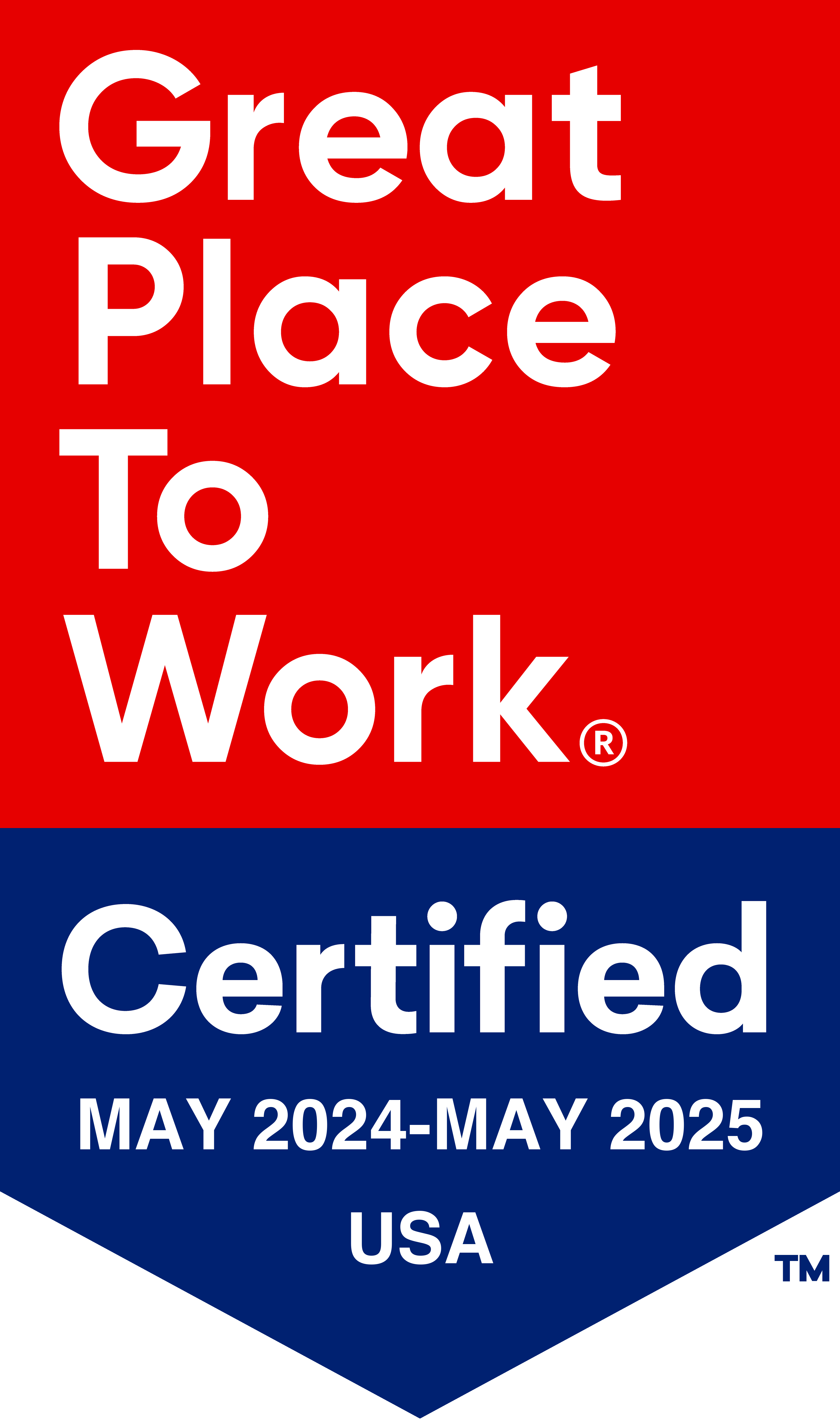 Great Place To Work Certified May 2024 - May 2025